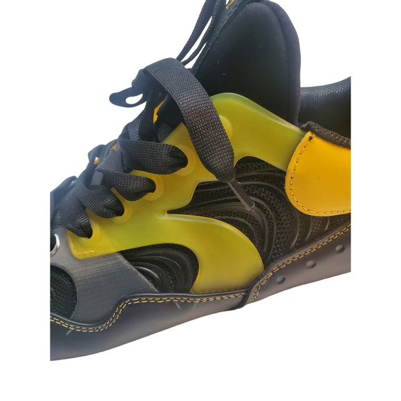 Alexander Mcqueen Mens Shoes Joey Leather Sneakers Black Yellow Green - Picture 10 of 10